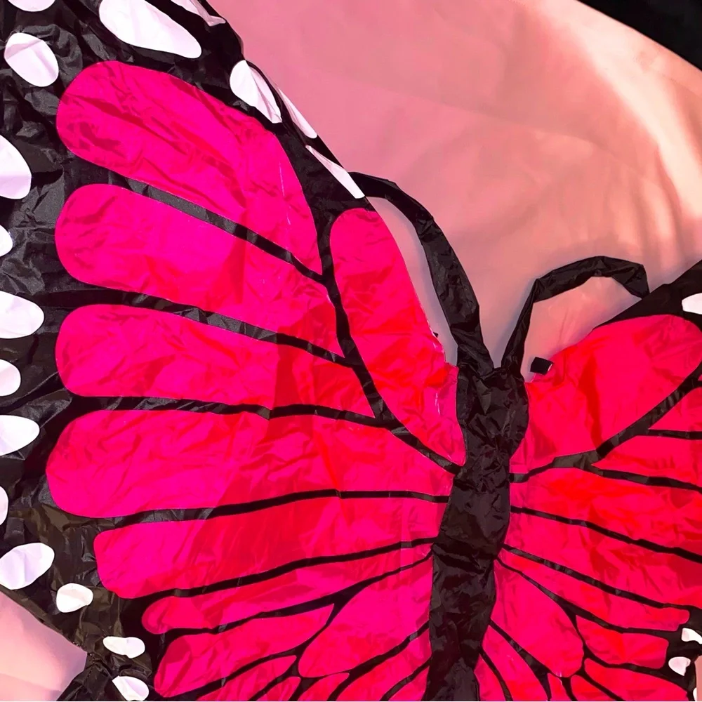 Butterfly Wings Costume w/ Batteries Pink Halloween Straps Easy Quick Inflatable